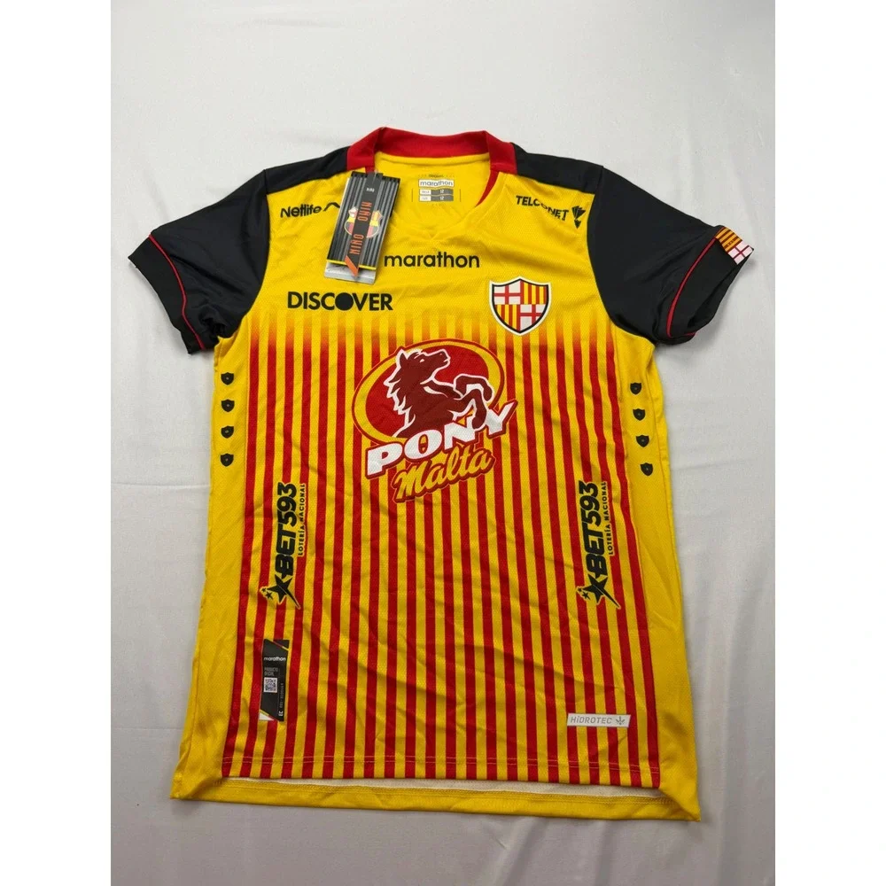 Marathon Barcelona SC Soccer Jersey Boys Size 12 Yellow Red‎ Striped Pony Malta